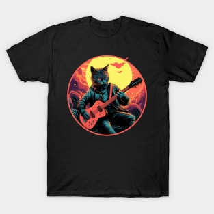 Cat Playing Guitar Funny Cat With Guitar Cute Cat Guitar T-Shirt